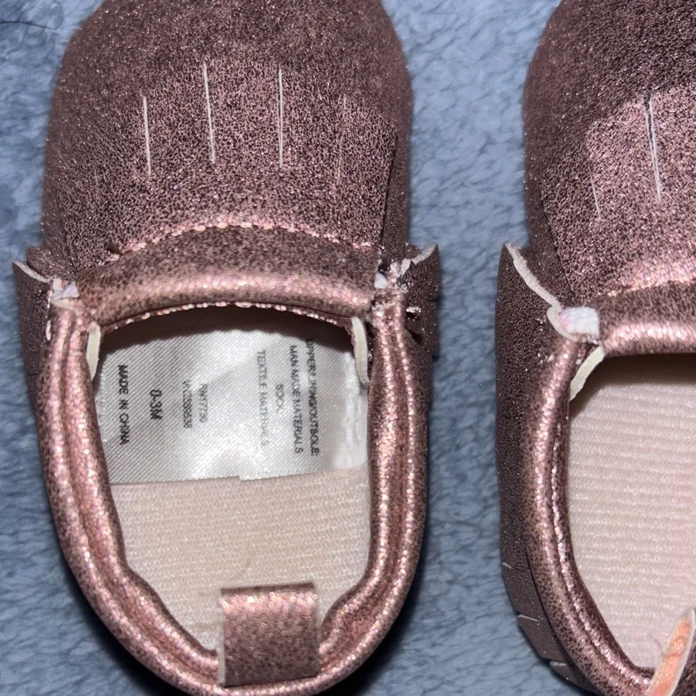 Pink Metallic Fringe Kids Moccasins